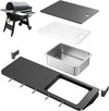 Folding Front Shelf for Traeger Pro 780 and Ironwood 885 Pellet Grills, 32.5"x11.5" Heavy-Duty BBQ Prep Table with Cutting Board, Basin, 5 Hooks