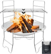 Portable Outdoor Fire Pit - 17 inch Collapsible Wood Burning Fire Pit with Grill and Storage Bag, for Camping, Picnics, Backpacking, Outdoor Heating