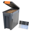 Stay Dry Pellet Storage Bin with Locking Lid, 22lb Capacity Wood Pellet Container with Flavor Stickers, Stackable, Airtight Storage for Grill Pellets