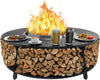 48" Fire Pit Surround Tabletop for Solo Stove Yukon, Bonfire & Tiki, Portable Protective Barrier Equal Width Design with Firewood Storage Shelf