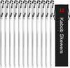 Kabob Skewers 17" Stainless Steel Long BBQ Barbecue Skewers, Flat Metal Kebob Sticks for Meat Chicken, Set of 12 with Storage Bag, 2 Silicone Brush
