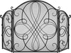 3-Panel Black 55x33" Solid Wrought Iron Fireplace Screen See-Through Metal Spark Guard Safety Protector with Decorative Scroll