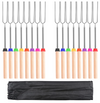 Marshmallow Roasting Sticks, 32Inch 16pcs Telescopic Barbecue Forks Retractable Smores Skewers, Anti-slip Wooden Handle, BBQ Camping Campfire Firepit